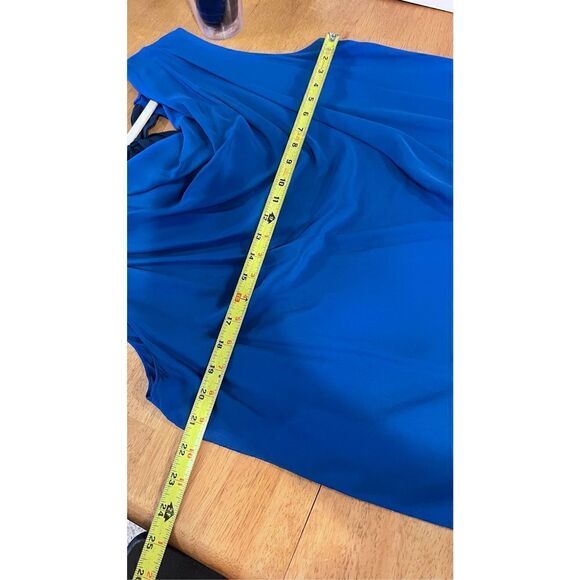 GEREN FORD BLUE SLEEVELESS SCOOP NECK BLOUSE BACK TIE SIZE L SILK - Picture 9 of 10
